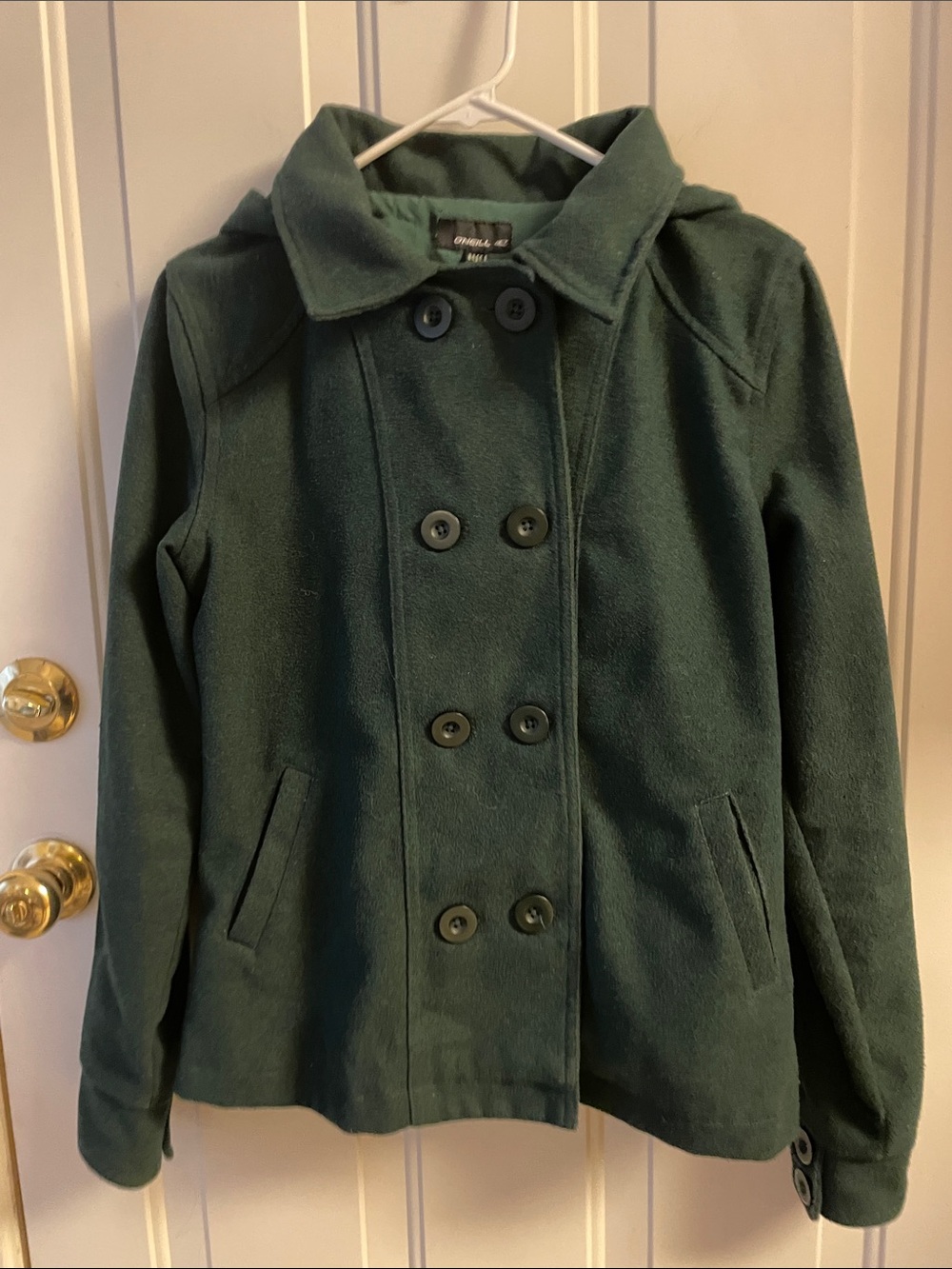 Women’s ' Double-Breasted Pine Green Peacoat O’Neill Size M Washable